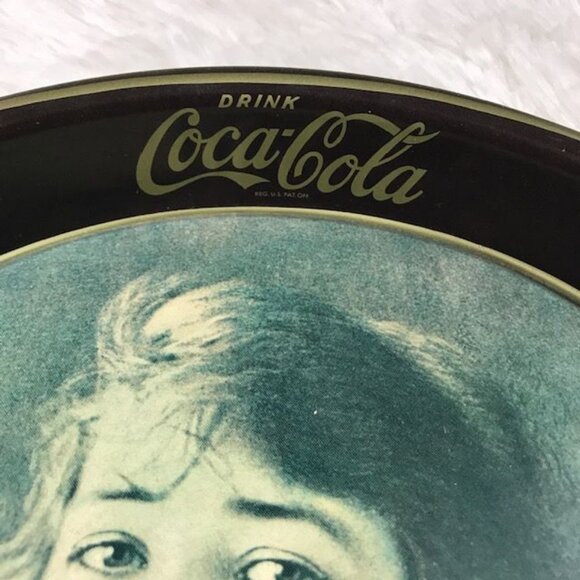 Vintage Coca-Cola Nostalgia Photograph Coca-Cola Cheers Lady Oval Tray - Picture 3 of 11